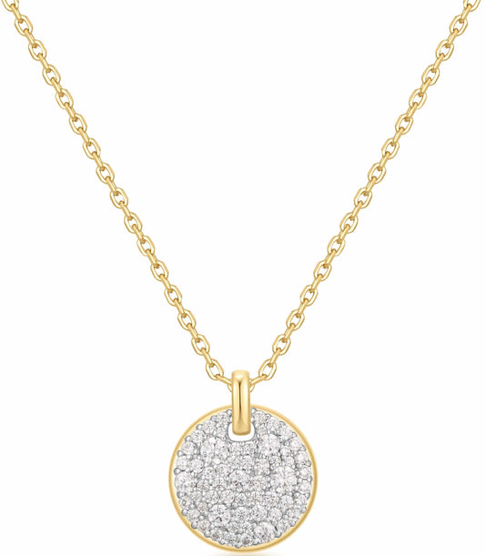 Large Pavé Disc Necklace Gold & Silver Pawn Shop Gold-plated