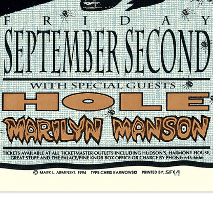 Fine Print on Mark Arminski's 1994 NIN, Hole, and Marilyn Manson Concert Poster