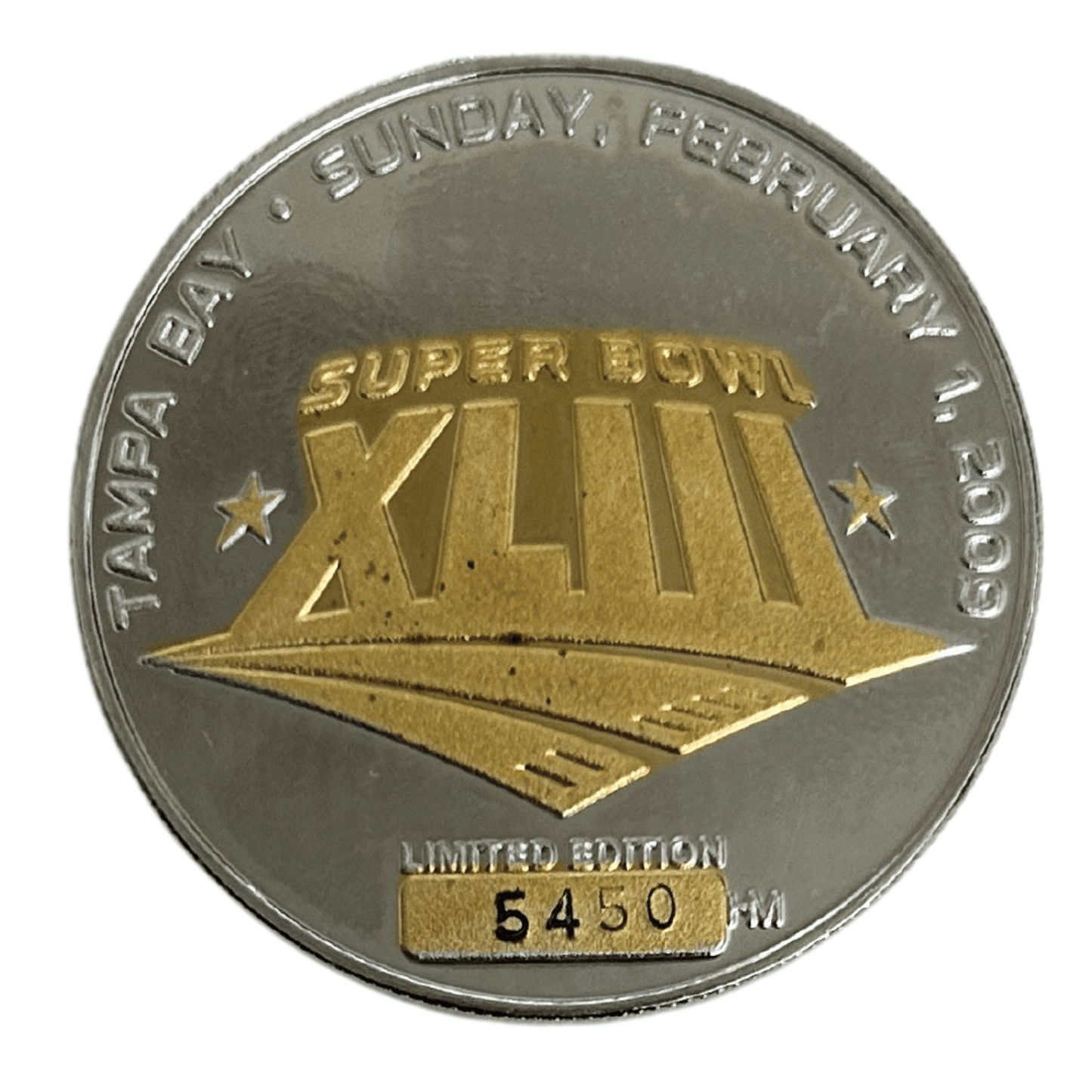 Official Super Bowl XLlll Tampa Bay  2009 Limited Edition Game Coin Back 