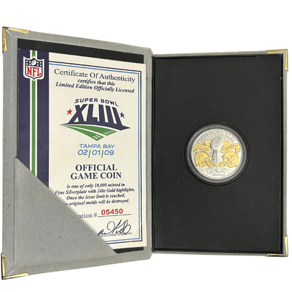 Official Super Bowl XLlll Tampa Bay  2009 Limited Edition Game Coin Open