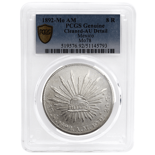 PCGS Genuine Cleaned-AU Detail Mexico Republic Silver Coin - Various Dates Gold & Silver Pawn Shop 1892-Mo AM
