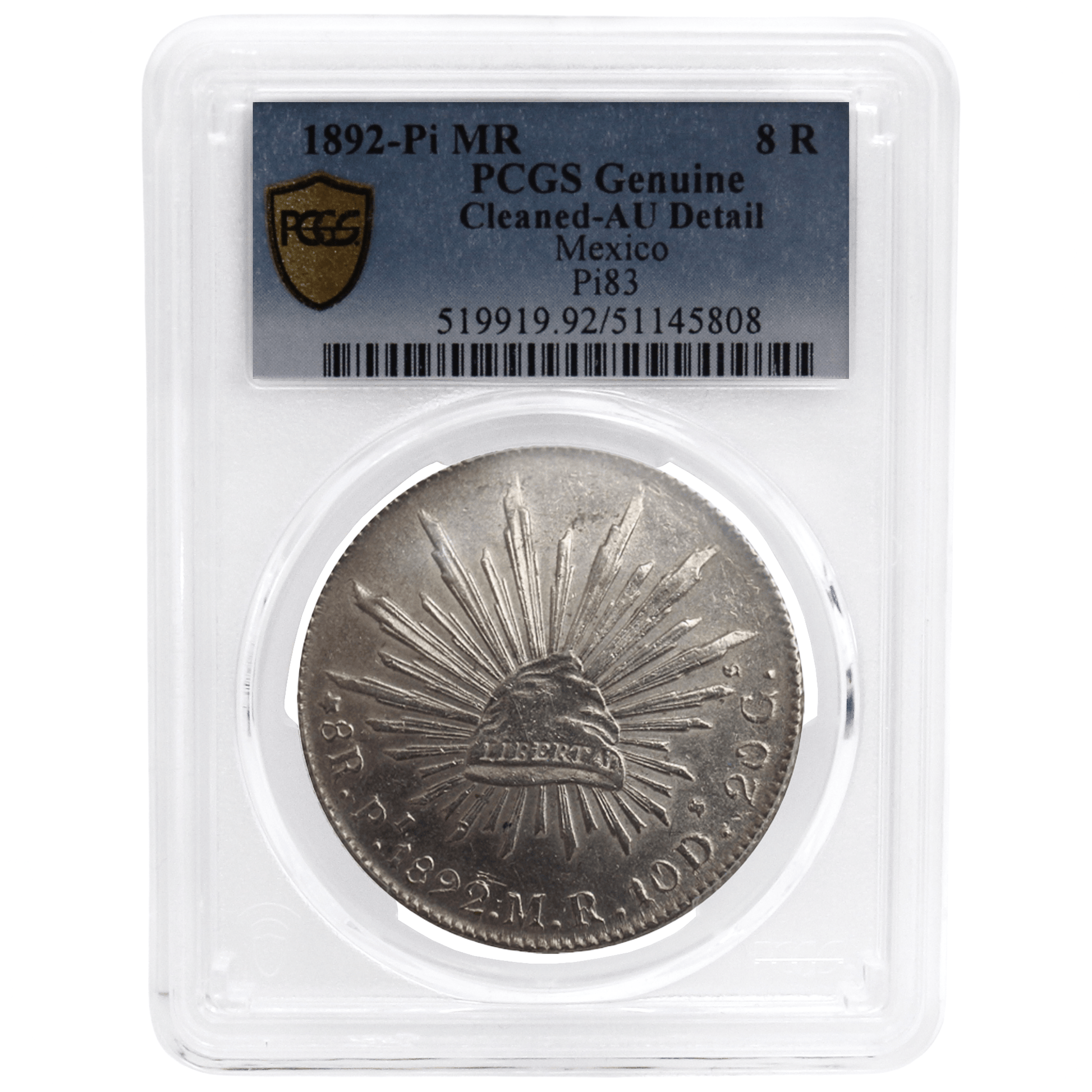 PCGS Genuine Cleaned-AU Detail Mexico Republic Silver Coin PCGS Genuine Cleaned-AU Detail Mexico Republic Silver Coin