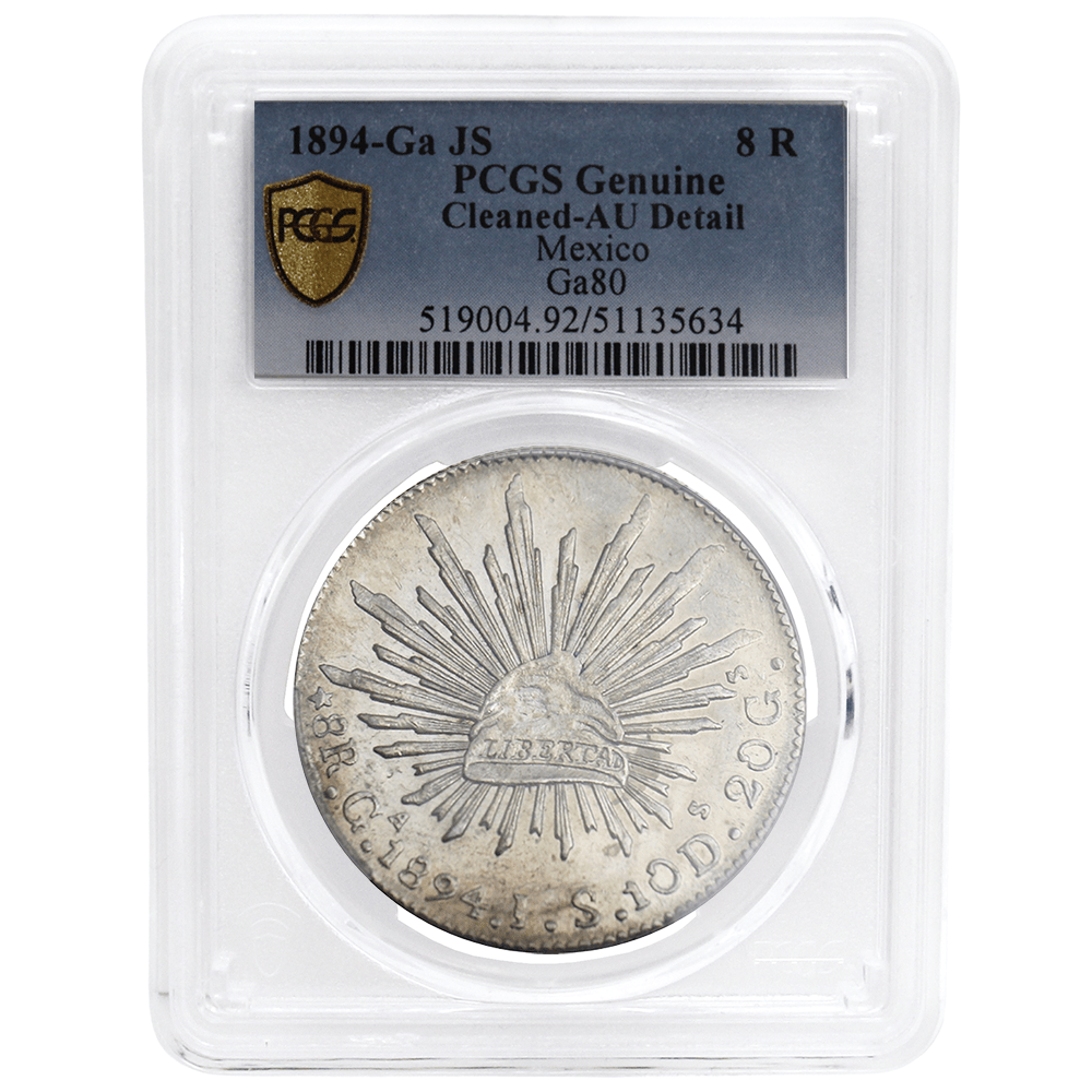 PCGS Genuine Cleaned-AU Detail Mexico Republic Silver Coin PCGS Genuine Cleaned-AU Detail Mexico Republic Silver Coin