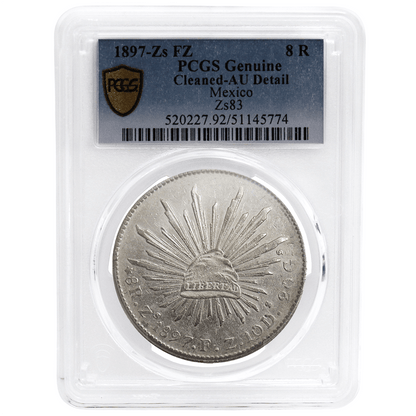 PCGS Genuine Cleaned-AU Detail Mexico Republic Silver Coin PCGS Genuine Cleaned-AU Detail Mexico Republic Silver Coin