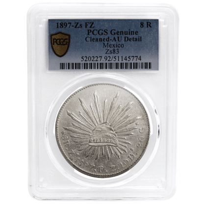 PCGS Genuine Cleaned-AU Detail Mexico Republic Silver Coin PCGS Genuine Cleaned-AU Detail Mexico Republic Silver Coin