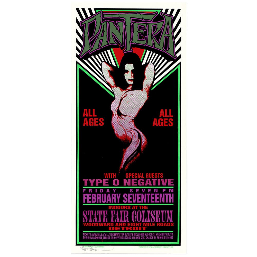 Pantera: Far Beyond Driven Tour 1995, Original Hand Signed Poster Art Gold & Silver Pawn Shop