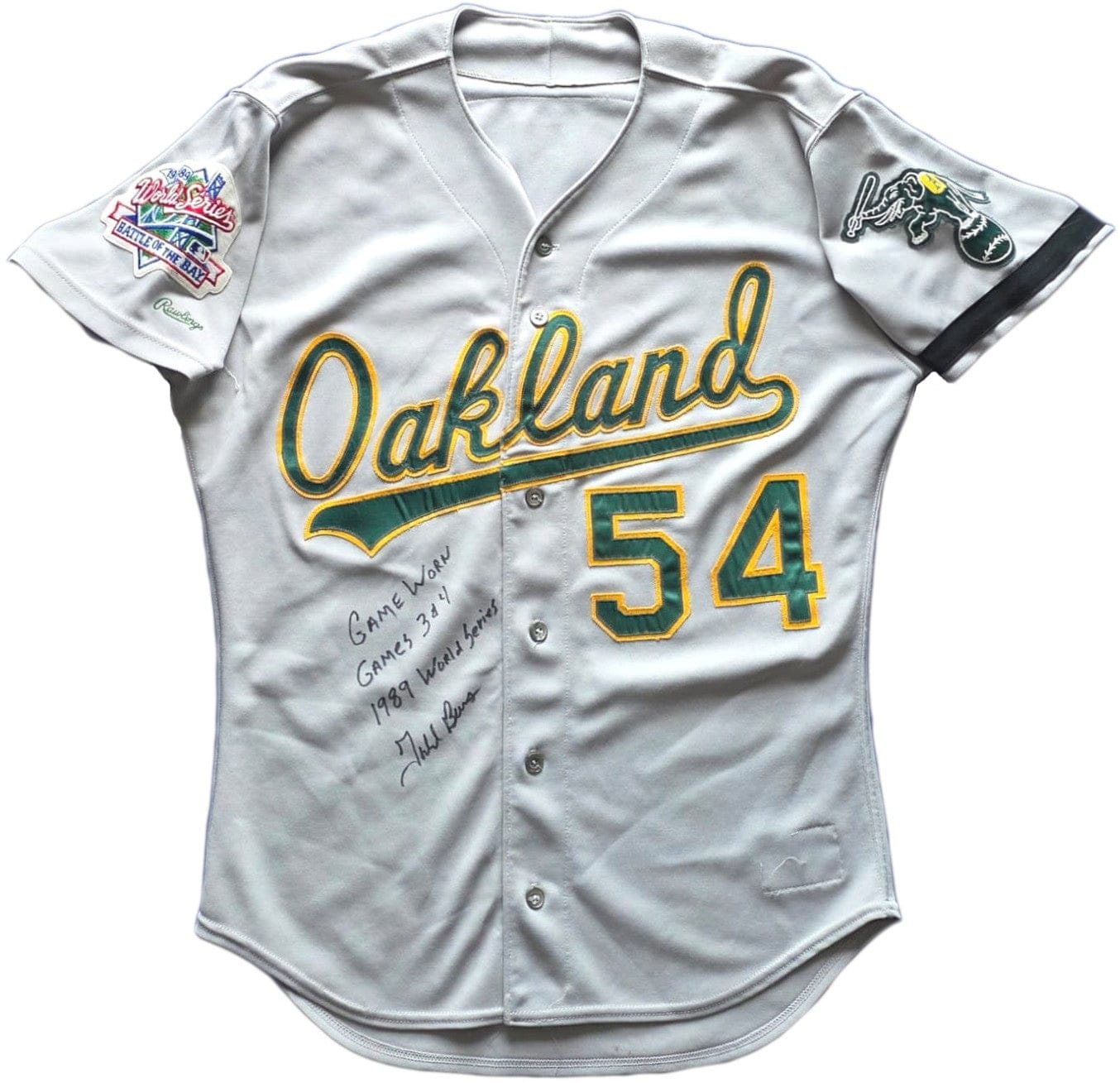 1989 Athletics World Series Game Worn Jersey Signed by Todd Burns Gold & Silver Pawn Shop