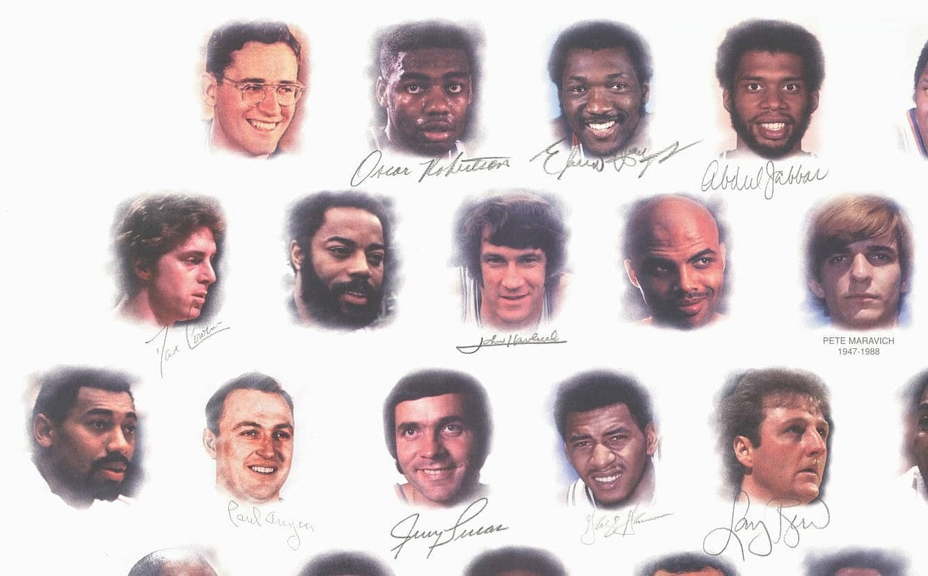 Multi Signed NBA 50 Greatest Players 1946-1996 Gold & Silver Pawn Shop
