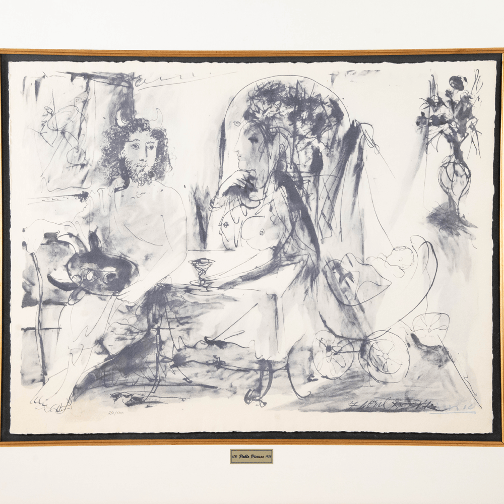 Pablo Picasso: Jeune Faune, Femme et Enfant, La Flûte Double Art G S Pawn