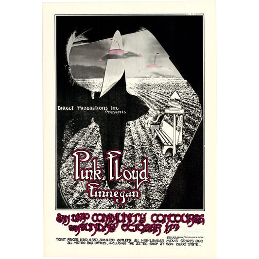 Pink Floyd: San Diego Community Concourse 1971, Original Hand Signed Poster Art Gold & Silver Pawn Shop