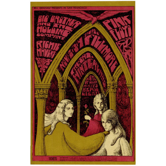 Pink Floyd & Big Brother: Original 1967 Postcard BG91 Art Gold & Silver Pawn Shop