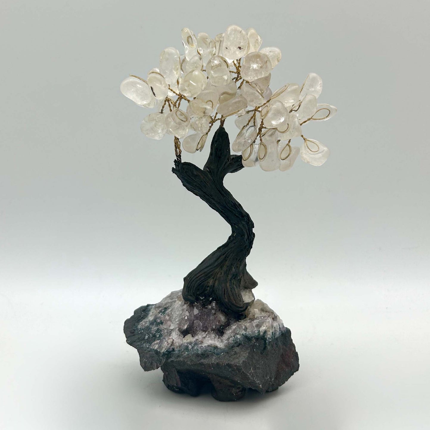 Polish Clear Quartz Crystal Tree On Amethyst Base Gold & Silver Pawn Shop