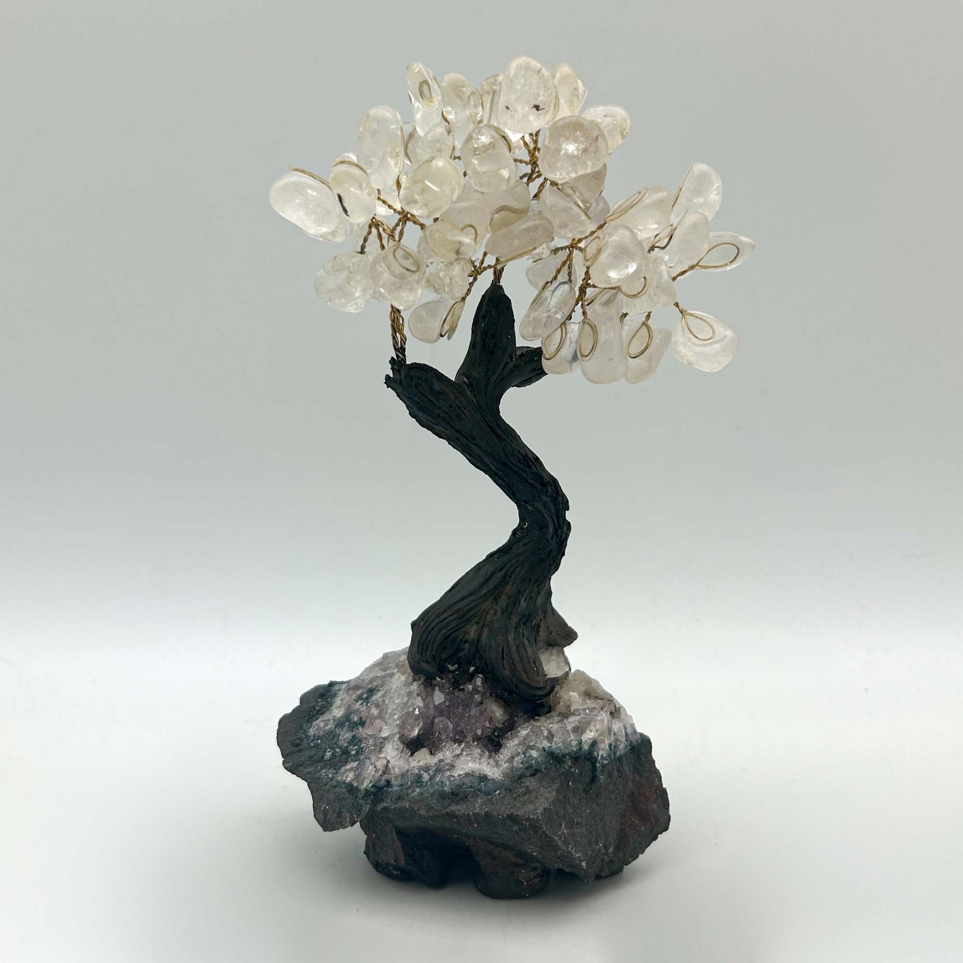 Polish Clear Quartz Crystal Tree On Amethyst Base Gold & Silver Pawn Shop