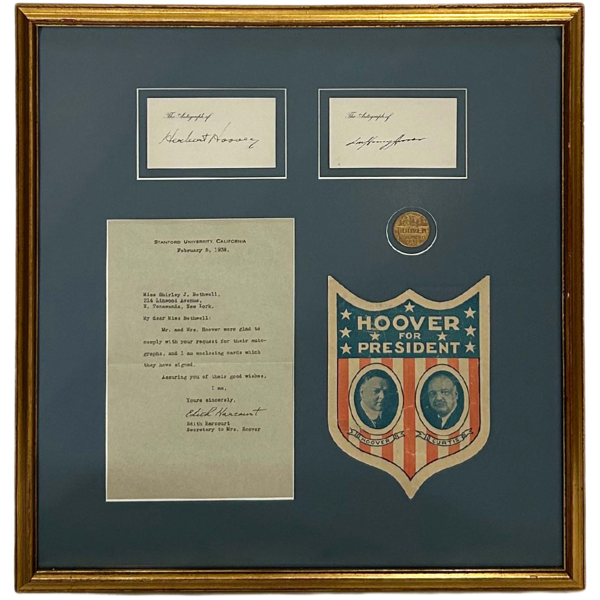 President And 1st Lady Hoover Signature Beckett Frame