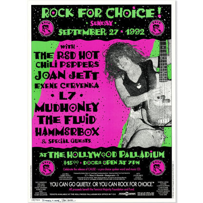 Joan Jett & Chili Peppers: Rock For Choice, 1992 Hand Signed Concert Poster Art Gold & Silver Pawn Shop