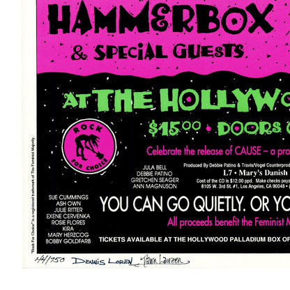 Joan Jett & Chili Peppers: Rock For Choice, 1992 Hand Signed Concert Poster Art Gold & Silver Pawn Shop