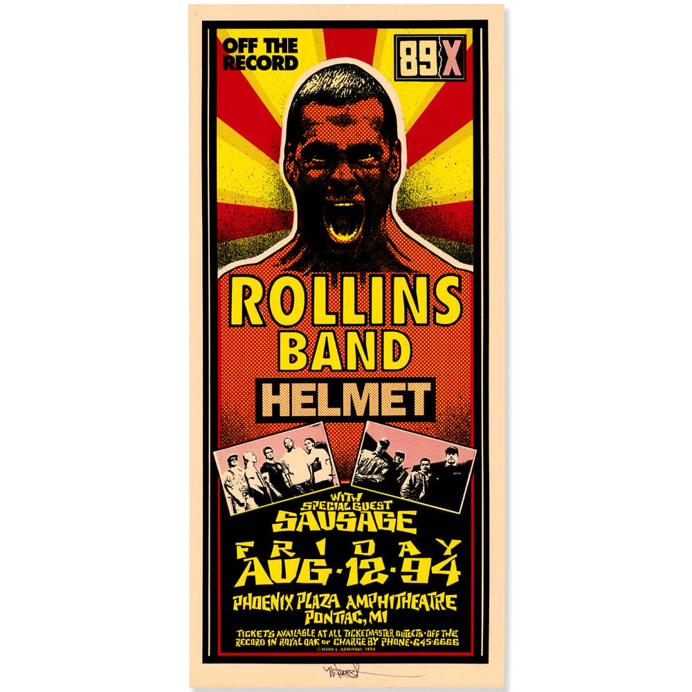 Rollins Band: Search and Destroy Tour 1994, Original Hand Signed Poster Art Gold & Silver Pawn Shop