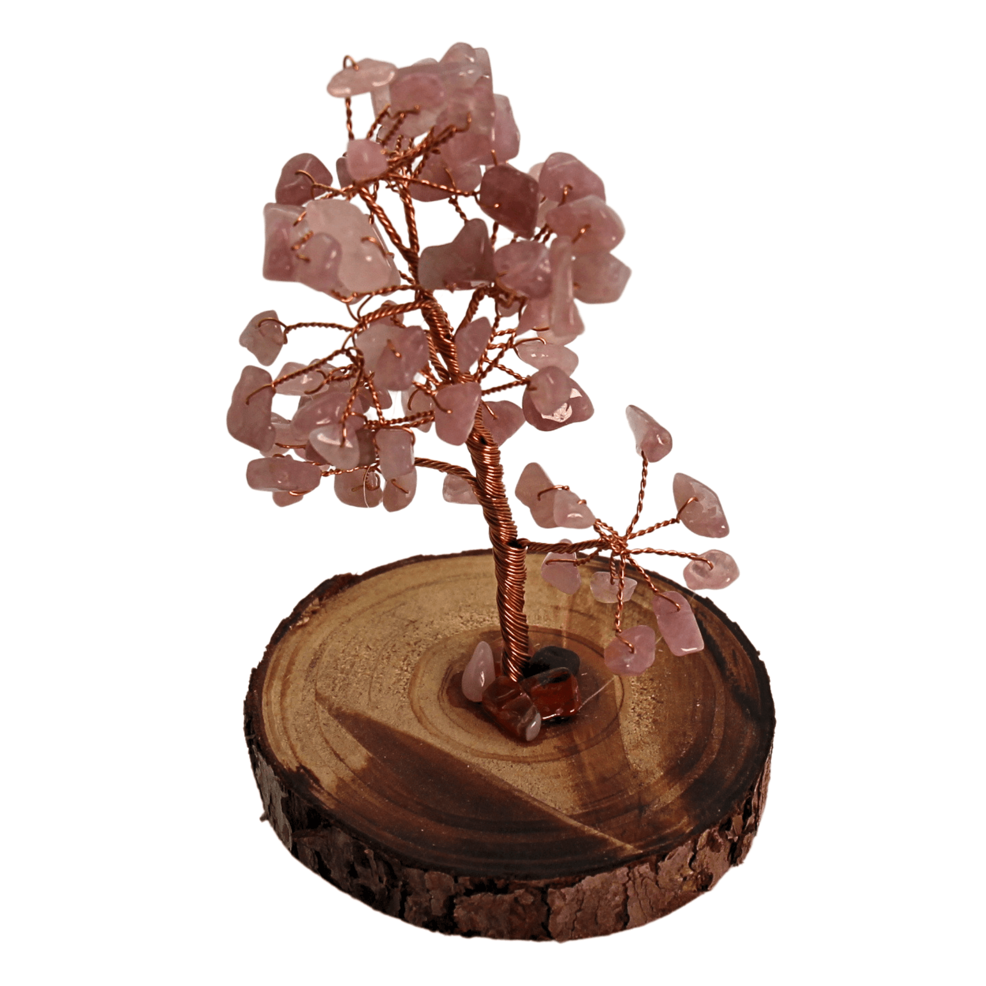 Rose Quartz Crystal Tree on Wood Base Art Gold & Silver Pawn Shop