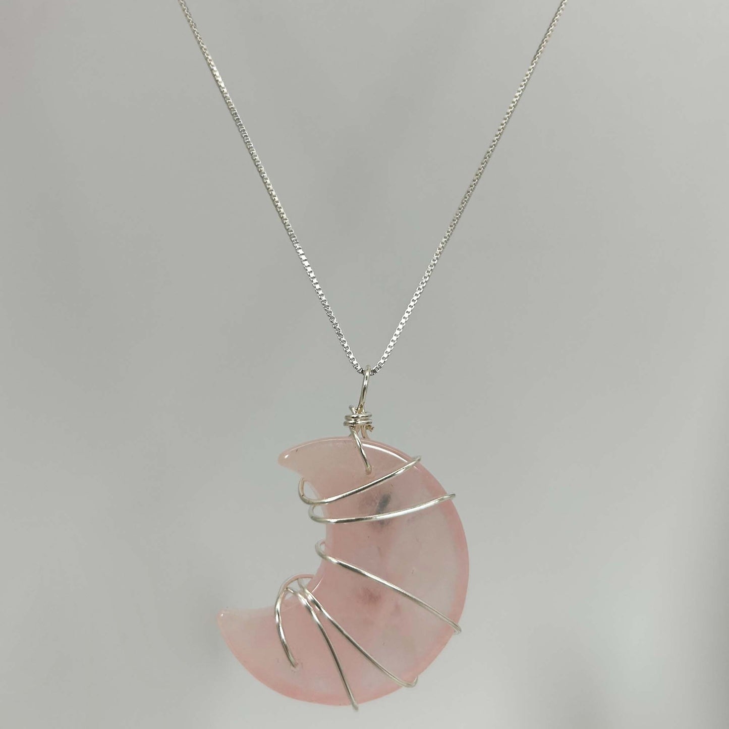 Rose Quartz Moon Crystal Necklace Back