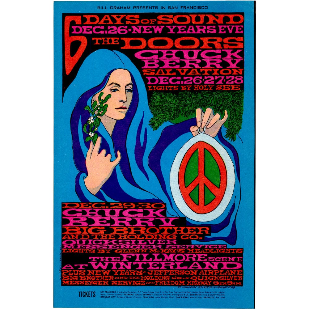 The Doors and Chuck Berry: Original 1967 Postcard BG99 Art Gold & Silver Pawn Shop