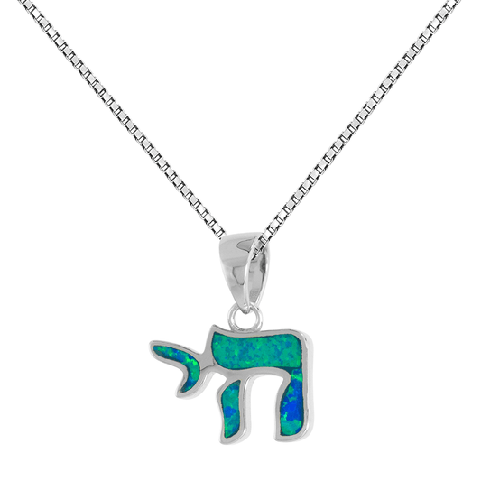 Small Sterling Silver Mosaic Opal Chai Pendant Gold & Silver Pawn Shop