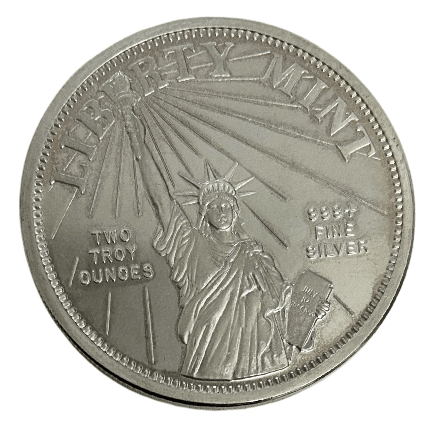 Statue of Liberty Mint Freedom Coin 2 Troy Oz .999 Fine Silver Round ZOOM