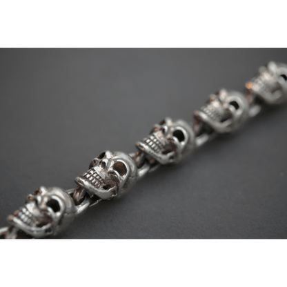 Sterling Silver Large Skull Bracelet Skull View