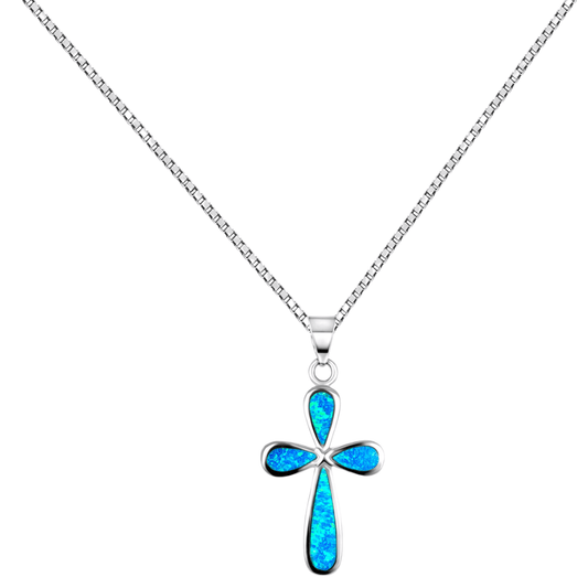 Sterling Silver Mosaic Opal Cross Pendant Necklace Gold & Silver Pawn Shop