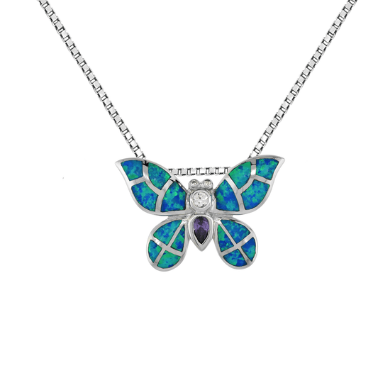 Sterling Silver Mosaic Opal Butterfly Pendant Gold & Silver Pawn Shop