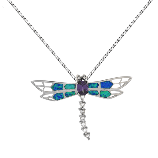 Sterling Silver Mosaic Opal Dragonfly Pendant Gold & Silver Pawn Shop