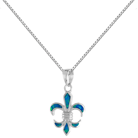 Sterling Silver Mosaic Opal Fleur de Lis Pendant Gold & Silver Pawn Shop