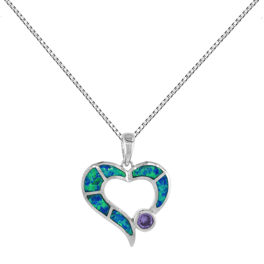 Sterling Silver Mosaic Opal Open Heart Pendant Gold & Silver Pawn Shop
