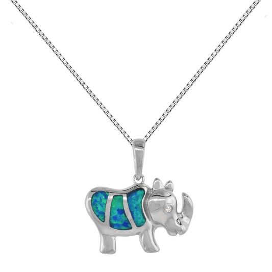 Sterling Silver Mosaic Opal Rhino Pendant Gold & Silver Pawn Shop