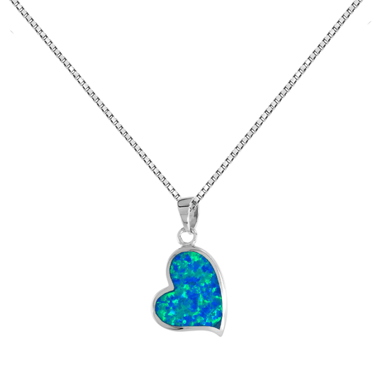 Sterling Silver Mosaic Opal Sideway Heart Pendant Gold & Silver Pawn Shop