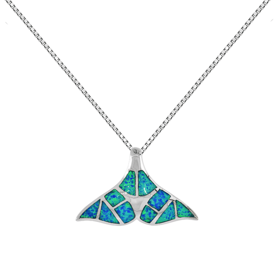 Sterling Silver Mosaic Opal Whale Tail Pendant Gold & Silver Pawn Shop