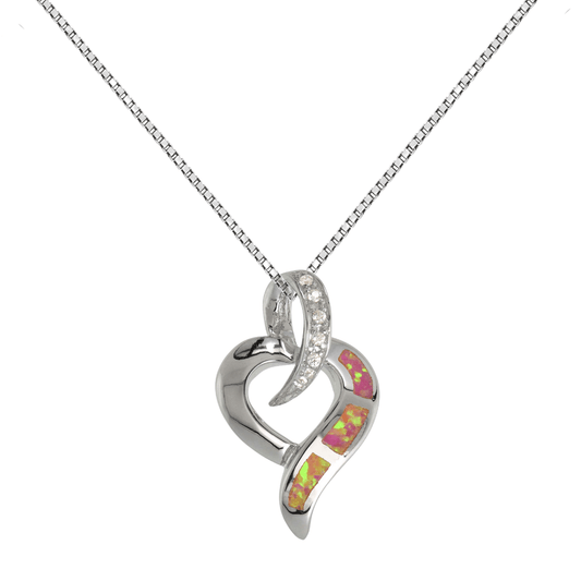 Sterling Silver Mosaic Pink Opal Open Heart Pendant Gold & Silver Pawn Shop