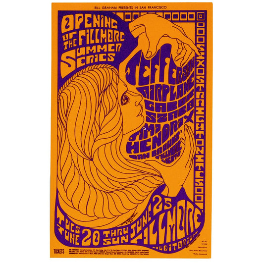 Jefferson Airplane & Jimi Hendrix: Original 1967 Summer Series Postcard BG69 Art Gold & Silver Pawn Shop