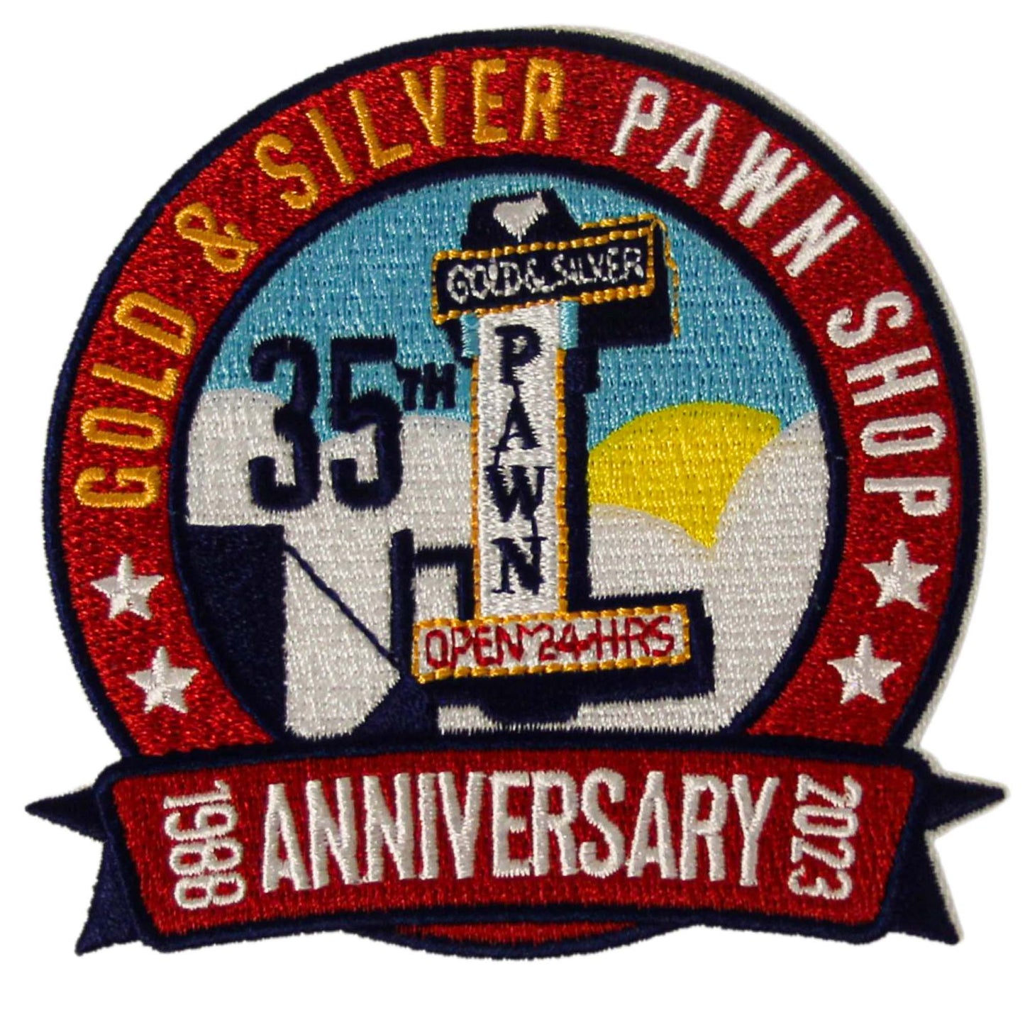 The World Famous Gold & Silver Pawn Shop Patches Red Outline