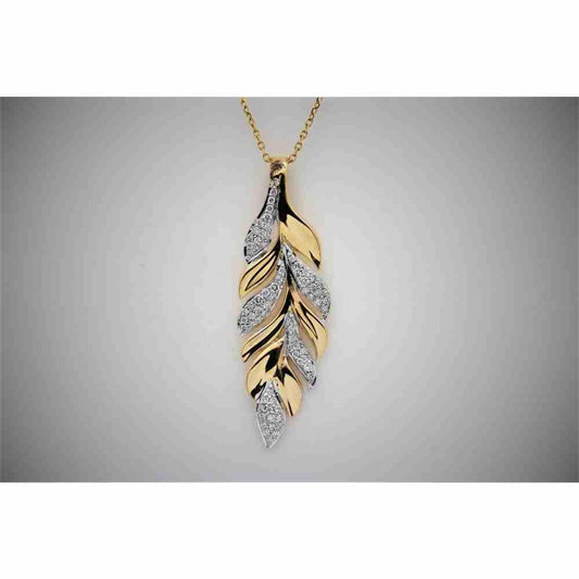 Diamond Feather Pendant 14K Gold Thumbnail