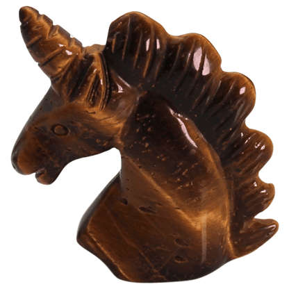 Tiger Eye Hand Carved Unicorn Head Art Gold & Silver Pawn Shop