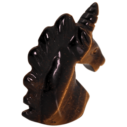 Tiger Eye Hand Carved Unicorn Head Art Gold & Silver Pawn Shop