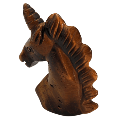 Tiger Eye Hand Carved Unicorn Head Art Gold & Silver Pawn Shop