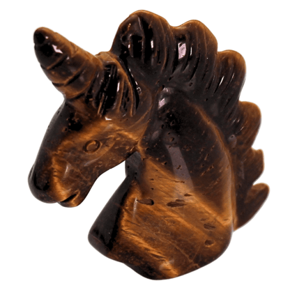 Tiger Eye Hand Carved Unicorn Head Art Gold & Silver Pawn Shop