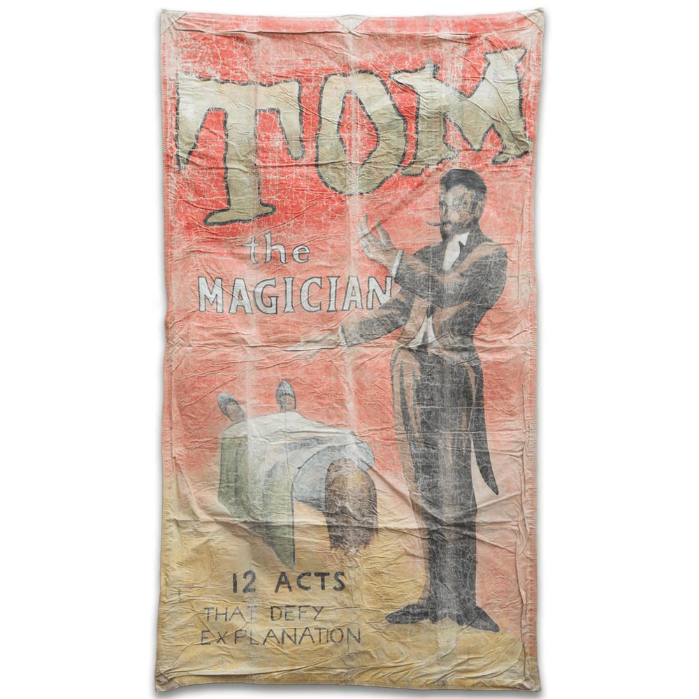 Tom the Magician DeWayne Bros. Circus Carnival Sign Gold & Silver Pawn Shop