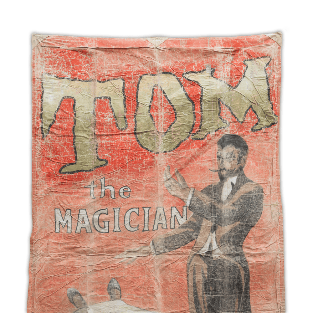 Tom the Magician DeWayne Bros. Circus Carnival Sign Gold & Silver Pawn Shop