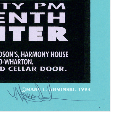 Signature and copyright on 1994 Tori Amos Poster featuring Rats by Mark Arminski
