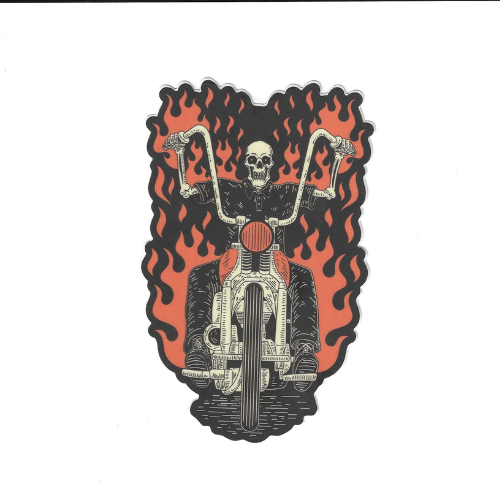 Gold & Silver Pawn Stickers G S Pawn Skeleton on Motorcycle 1 Sticker