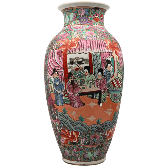 Large Chinese Hand Painted Vintage Vase