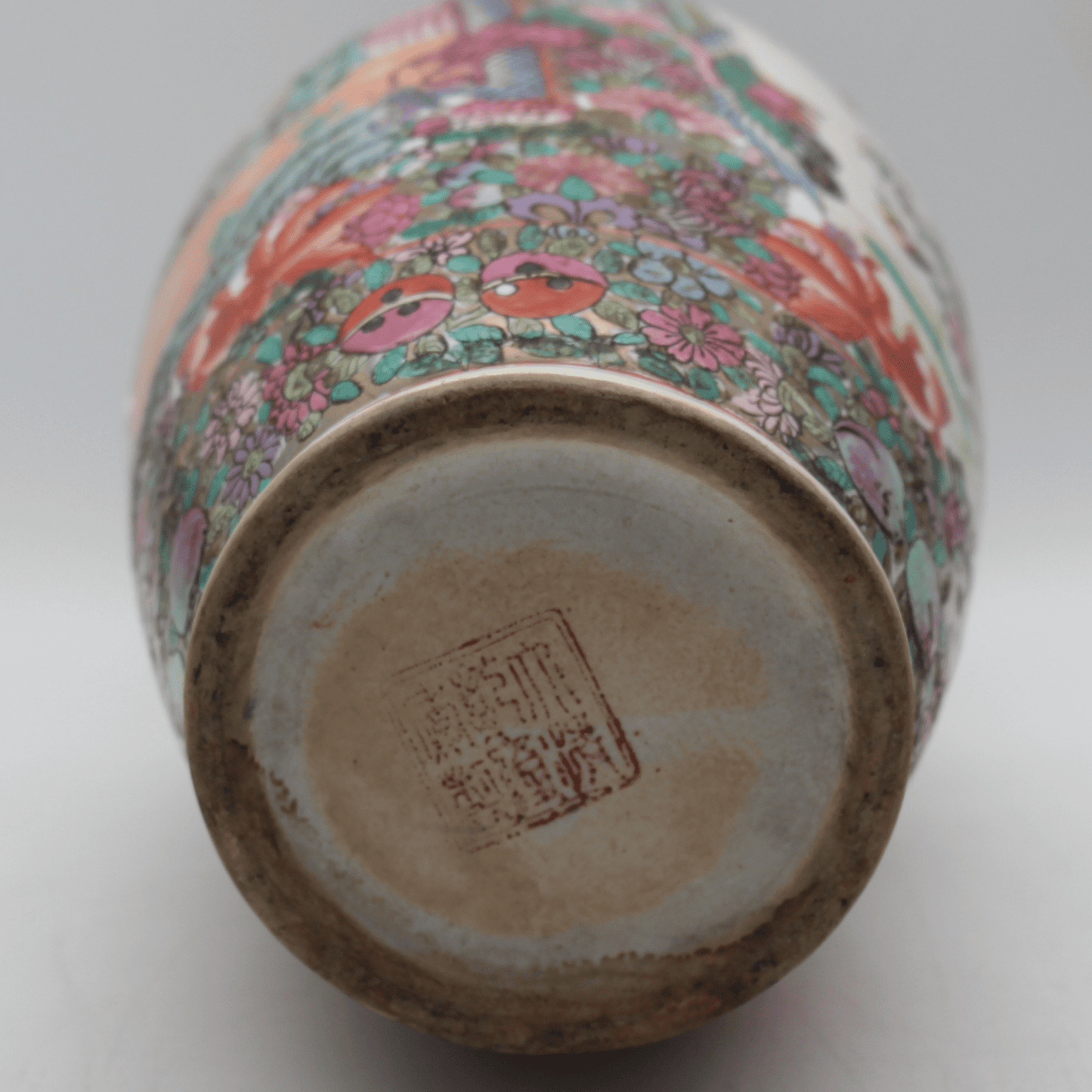 Large Chinese Hand Painted Vintage Vase Tag