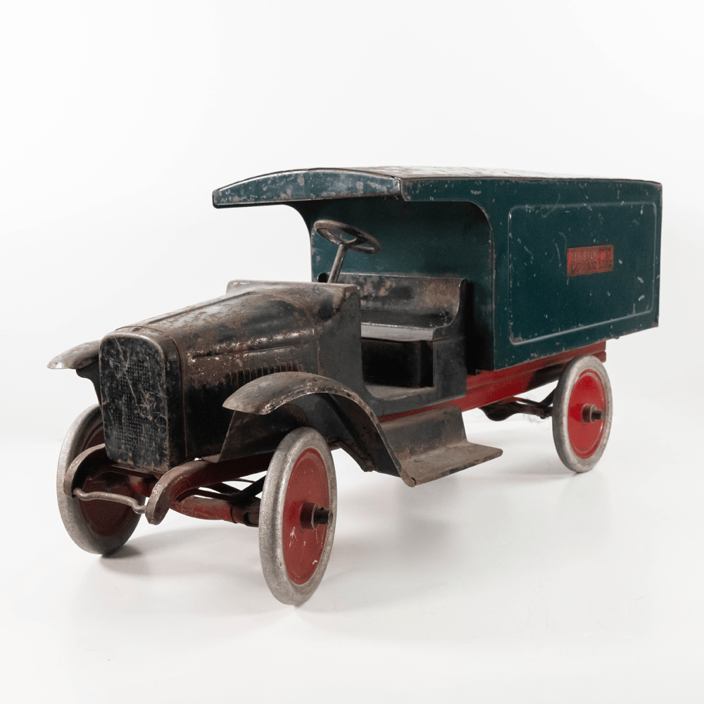 Vintage Buddy "L" Express Line Pressed Steel Delivery Truck Gold & Silver Pawn Shop